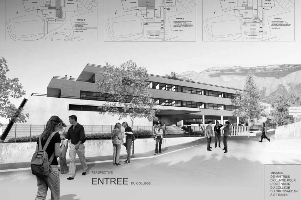 Perspective 3D pour le concours d'architecture du collège de St Imier